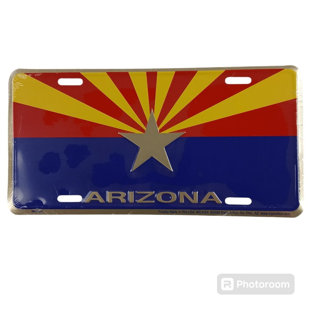 ARIZONA State Flag License Plate Metal Embossed Novelty Car Truck Sign Gift